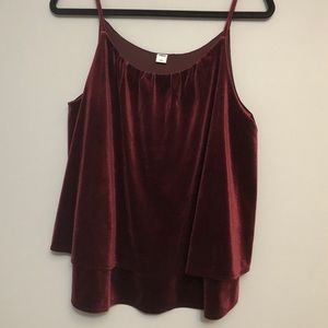 Velvet two layer ruffle tank top